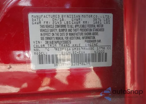 2018 Nissan Sentra Sv из США, поврежденный, VIN 3N1AB7AP8JY298679